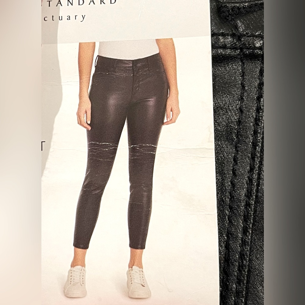 NWT Social Standard by Sanctuary Slick Black Coated Jeans Ankle Length Size 4 - Picture 5 of 12